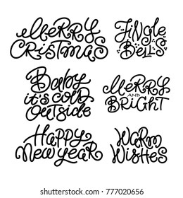Set of typical Christmas, New Year, winter quotes