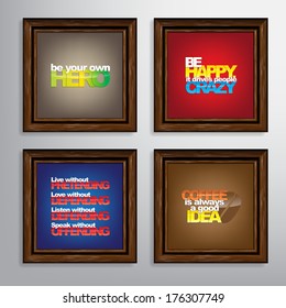 Set Of Typographic Backgrounds. Motivational Quotes. Canvas With Calligraphic Elements (EPS10 Vector)