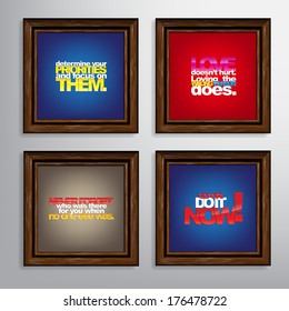 Set Of Typographic Backgrounds. Motivational Quotes. Canvas With Calligraphic Elements (EPS10 Vector)