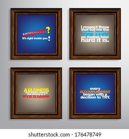 Set Of Typographic Backgrounds. Motivational Quotes. Canvas With Calligraphic Elements (EPS10 Vector)