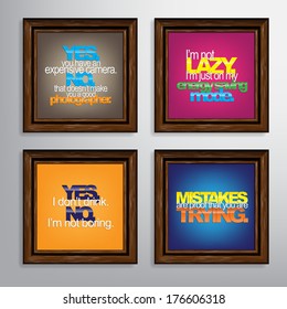 Set Of Typographic Backgrounds. Motivational Quotes. Canvas With Calligraphic Elements (EPS10 Vector)