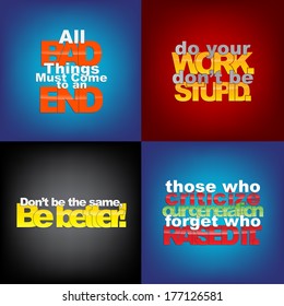 Set Of Typographic Backgrounds. Motivational Quotes. Backgrounds With Calligraphic Elements (EPS10 Vector)