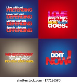 Set Of Typographic Backgrounds. Motivational Quotes. Backgrounds With Calligraphic Elements (EPS10 Vector)
