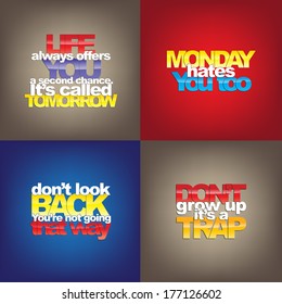 Set Of Typographic Backgrounds. Motivational Quotes. Backgrounds With Calligraphic Elements (EPS10 Vector)