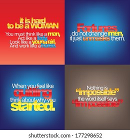 Set Of Typographic Backgrounds. Motivational Quotes. Backgrounds With Calligraphic Elements (EPS10 Vector)