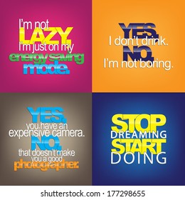 Set Of Typographic Backgrounds. Motivational Quotes. Backgrounds With Calligraphic Elements (EPS10 Vector)