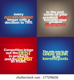 Set Of Typographic Backgrounds. Motivational Quotes. Backgrounds With Calligraphic Elements (EPS10 Vector)