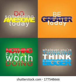 Set Of Typographic Backgrounds. Motivational Quotes. Backgrounds With Calligraphic Elements (EPS10 Vetor)