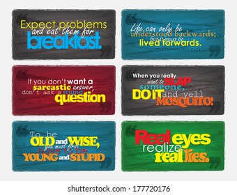 Set Of Typographic Backgrounds. Motivational Quotes. Backgrounds With Calligraphic Elements (EPS10 Vector)