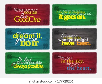 Set Of Typographic Backgrounds. Motivational Quotes. Backgrounds With Calligraphic Elements (EPS10 Vector)