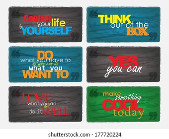 Set Of Typographic Backgrounds. Motivational Quotes. Backgrounds With Calligraphic Elements (EPS10 Vector)