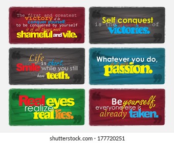 Set Of Typographic Backgrounds. Motivational Quotes. Backgrounds With Calligraphic Elements (EPS10 Vector)