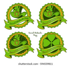 Set of Typographic Design Badges for Saint Patrick's Day