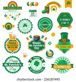 Set of Typographic Saint Patrick's Day Labels Design. Vector illustration. 