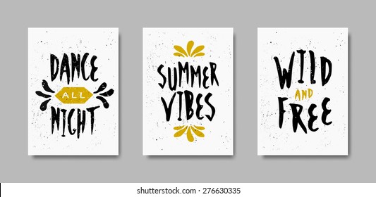 A set of typographic summer design card templates. Hand drawn poster, t-shirt, apparel, brochure design. EPS 10 file, gradient mesh and transparency effects used