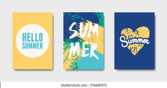 A set of typographic summer design card templates. Hand drawn poster, t-shirt, apparel, brochure design. EPS 10 file, gradient mesh and transparency effects used