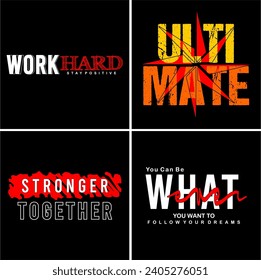 set typography design for print t shirt