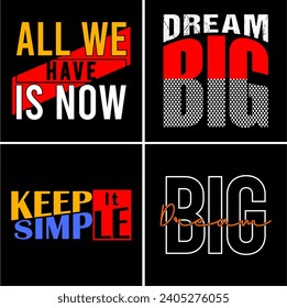 set typography design for print t shirt