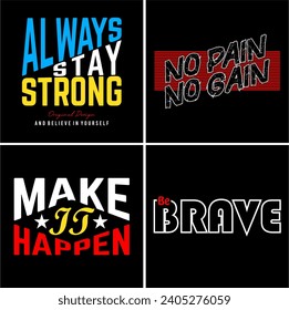 set typography design for print t shirt