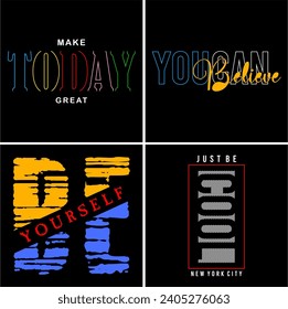 set typography design for print t shirt