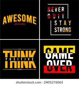 set typography design for print t shirt