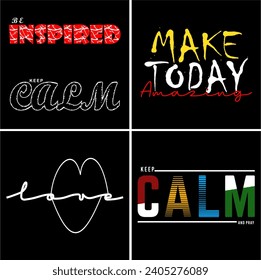 set typography design for print t shirt