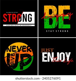 set typography design for print t shirt