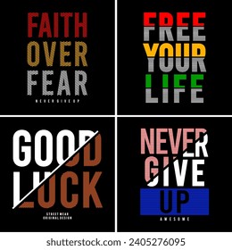 set typography design for print t shirt