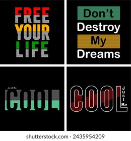 set typography design for print t shirt