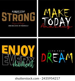 set typography design for print t shirt