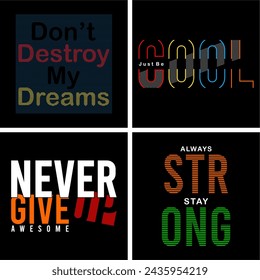 set diseño de tipografía para imprimir camiseta