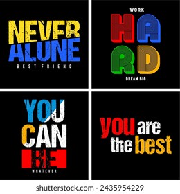 set typography design for print t shirt