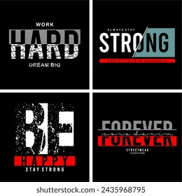 set typography design for print t shirt