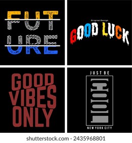 set typography design for print t shirt