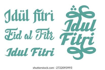 Typografie von eid al fitr mit isoliertem Hintergrund einstellen. Vektor-Set-Element