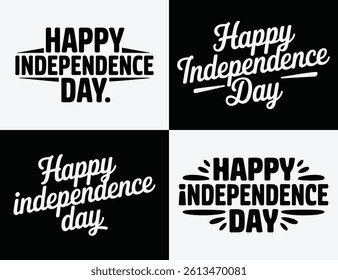 A set of typography Happy Independence Day.