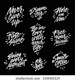 Set typography poster or cards. Conceptual handwritten phrase.T shirt hand lettered calligraphic design. Inspirational vector