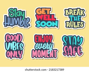 Set of typography stickers quote 