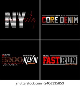 Set typografie urban for print t shirt