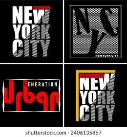 set typography urban for print t shirt