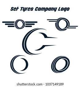 Set Of Tyre Logo Shop Icons, Tire Icons, Car Tire Simple Icons, Tyres Company Set Logo Template