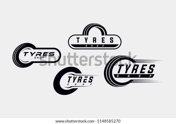 Set of Tyre Shop Logo Design. Wheel repair\
service. Tire storage company\
logo.