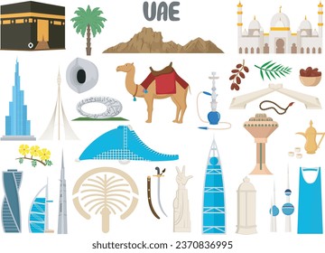 Set of UAE landmarks architecture 