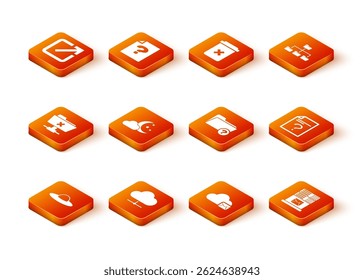 Set UFO flying spaceship, Network cloud connection, FTP cancel operation, Cloud with moon and stars, mail server and Unknown directory icon. Vector
