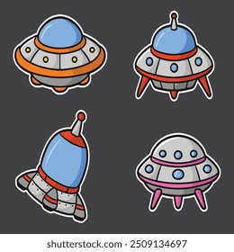 set of ufo good for sticker, pattern design, element design, etc