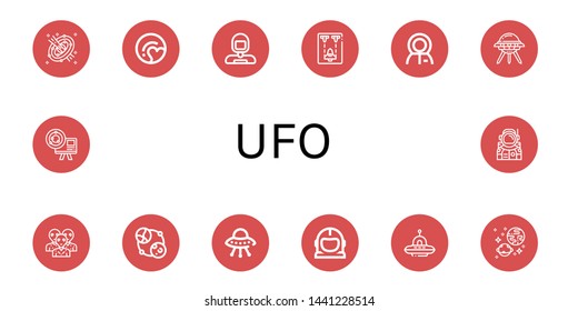 Set of ufo icons such as Space, Pluto, Astronaut, Spaceship, Ufo, Alien, Astronomy, Space suit, Universe , ufo