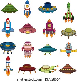 set of UFO rocket icons