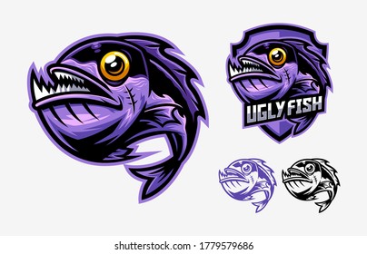 Set Of Ugly Fish Illustration Logo Mascot