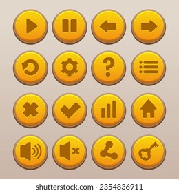 Set of UI Button Icons for 2D Game User Interfaces