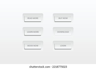 Set Of Ui Buttons. White Soft Ui Button With Shadow 